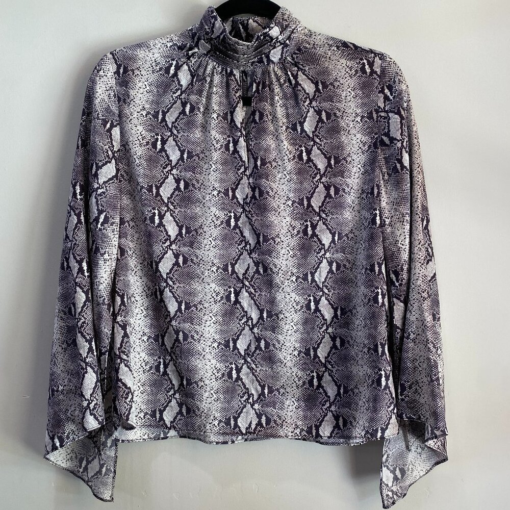 Generation Love |‎ Snakeskin Mock Neck Silk Blouse | Size Extra Small Women's